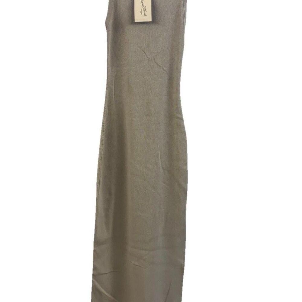 Taupe Rib-Knit Maxi Bodycon Dress Size XS